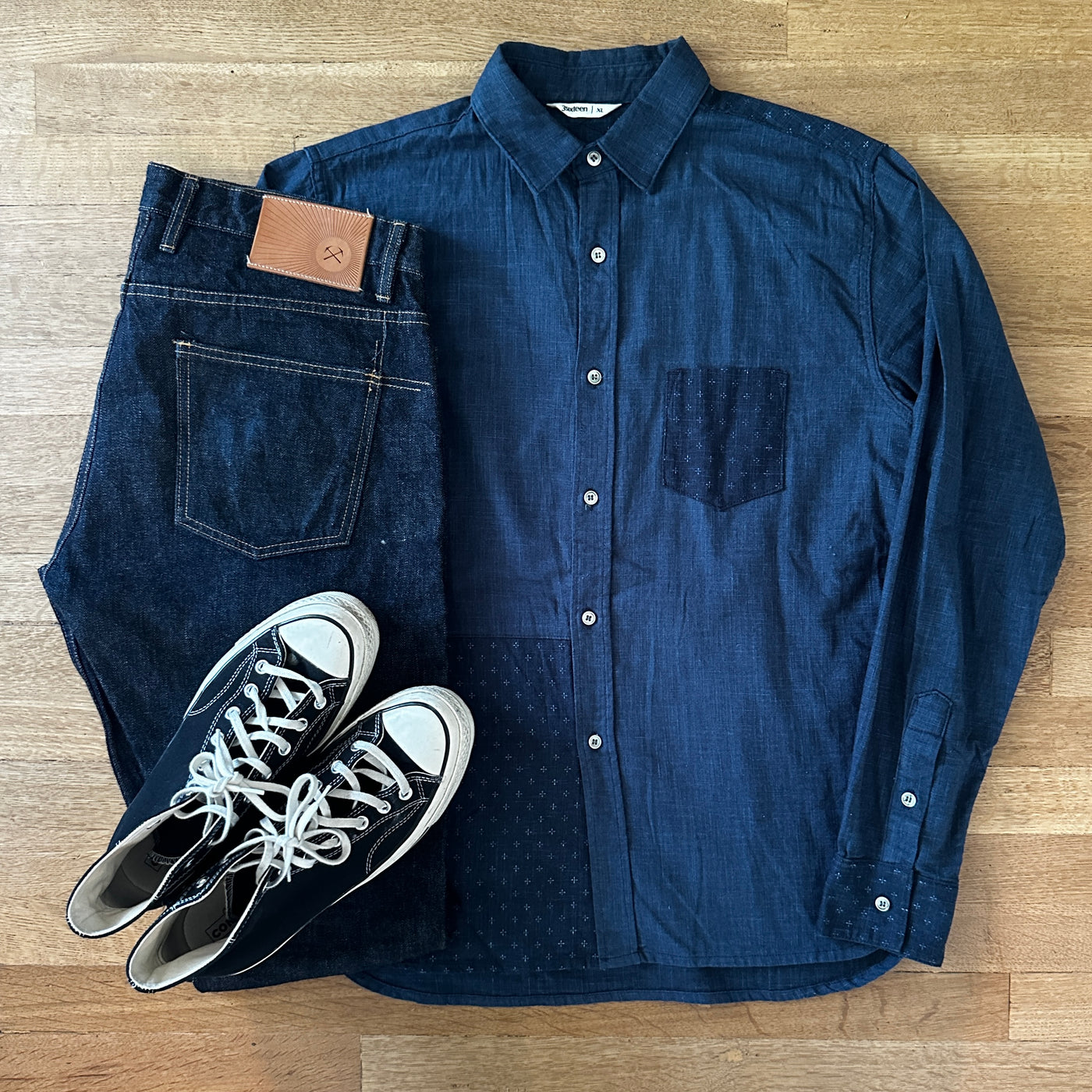 Indigo Patchwork Button Down